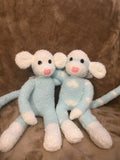 Fluffy Teal Sock Monkey Twins