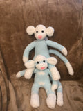 Fluffy Teal Sock Monkey Twins