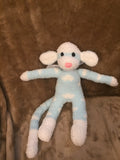 Fluffy Teal Heart Sock Monkey