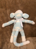 Fluffy Teal Heart Sock Monkey