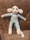 Fluffy Teal Heart Sock Monkey