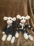 Fluffy Charcoal Sock Monkey Twins