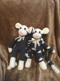 Fluffy Charcoal Sock Monkey Twins