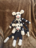 Fluffy Charcoal Sock Monkey Twins