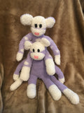 Fluffy Lavender Sock Monkey Twins