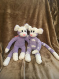 Fluffy Lavender Sock Monkey Twins