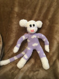 Fluffy Lavender Heart Sock Monkey