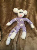 Fluffy Lavender Heart Sock Monkey