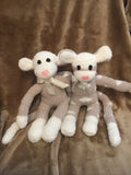 Fluffy Tan Sock Monkey Twins