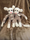 Fluffy Tan Sock Monkey Twins