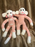 Fluffy Peachy Pink Sock Monkey Twins