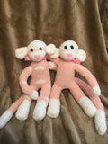 Fluffy Peachy Pink Sock Monkey Twins