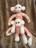 Fluffy Peachy Pink Sock Monkey Twins