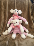 Fluffy Rose Pink Sock Monkey Twins