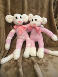 Fluffy Rose Pink Sock Monkey Twins