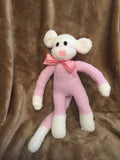 Fluffy Rose Pink Sock Monkey